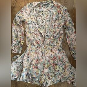 Mare mare Anthropologie Floral Eyelet Romper with Pastel Print boho chic revolve